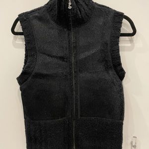 Black fake fur vest